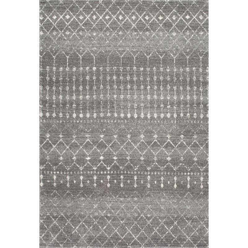 Handmade Moroccan Trellis 62" Square Area Rug in Dark Grey