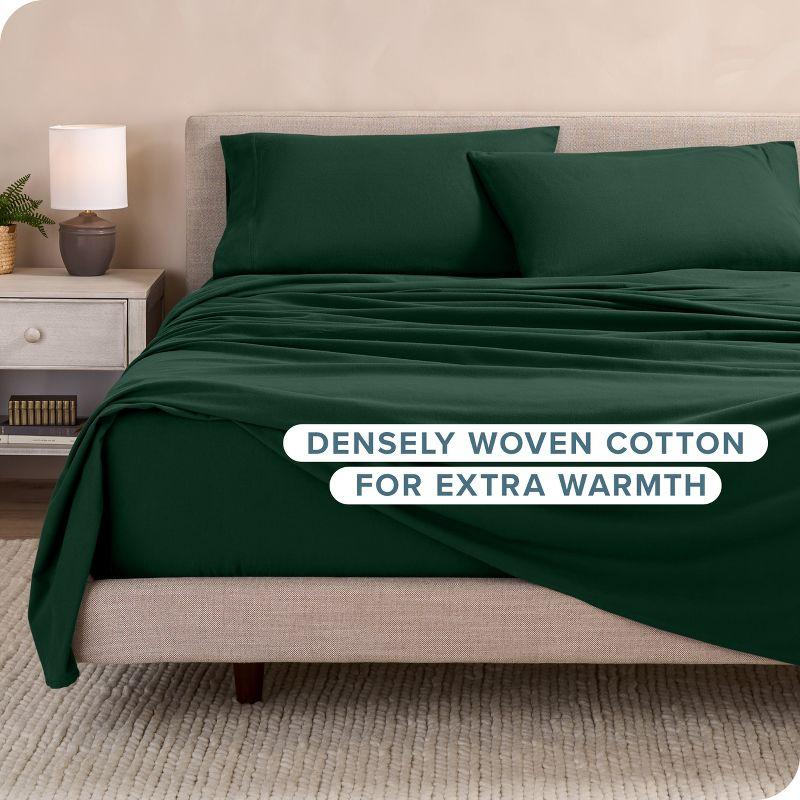 Forest Green Cotton Flannel Twin Sheet Set by Bare Home