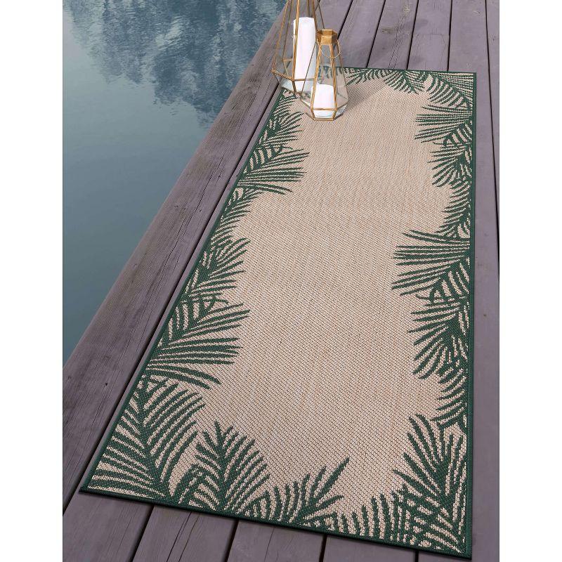 World Rug Gallery Tropical Floral Palm Leaves Textured Flat Weave Indoor/Outdoor Area Rug