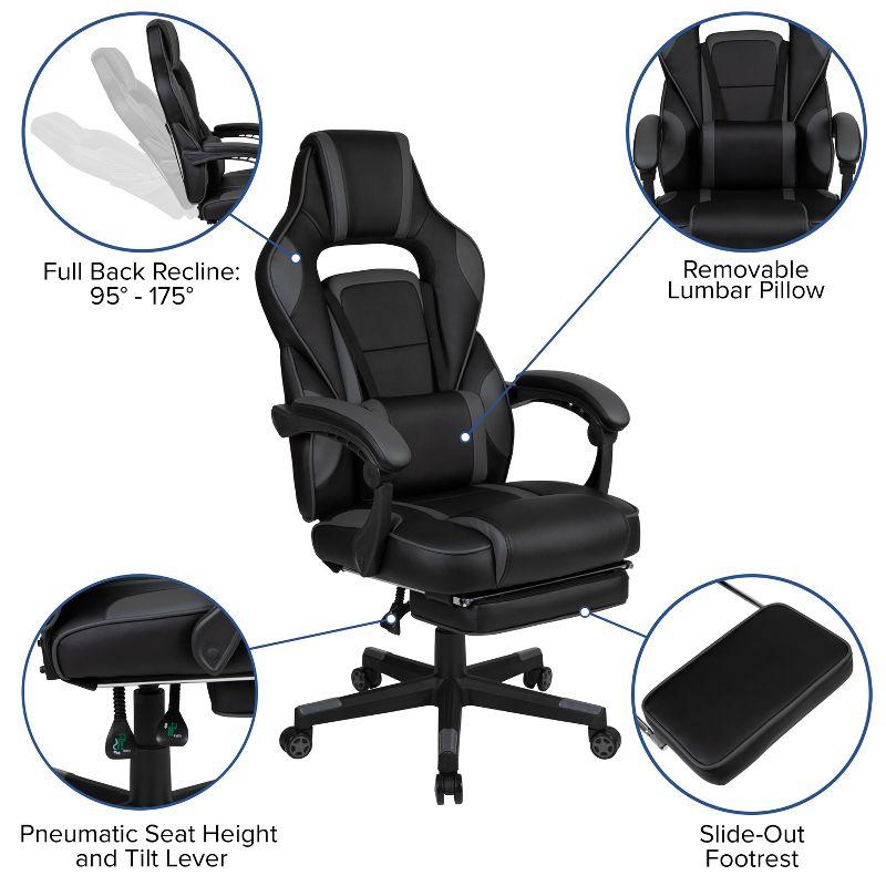 Flash Furniture Black Gaming Desk with Cup Holder/Headphone Hook/Monitor Stand & Black Reclining Back/Arms Gaming Chair with Footrest