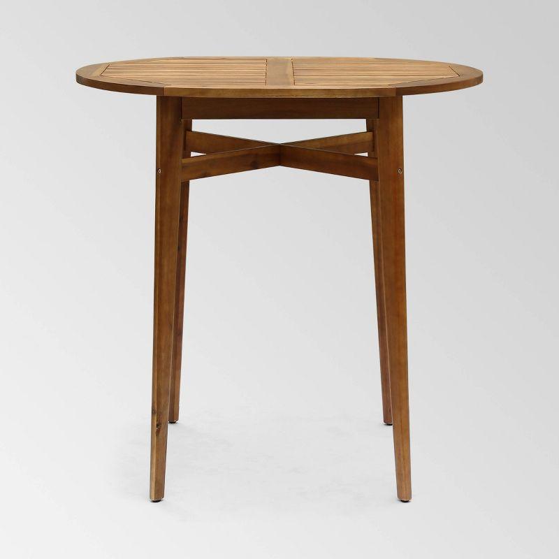 Stamford Acacia Wood Oval Rustic Bar Table Teak - Christopher Knight Home: Weather-Resistant, Patio Dining