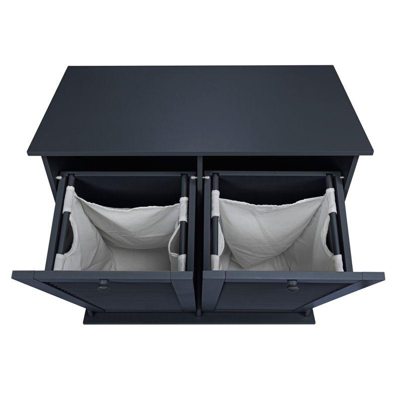 Tilt-out Cabinet Laundry Sorter with Shutter Front, Navy