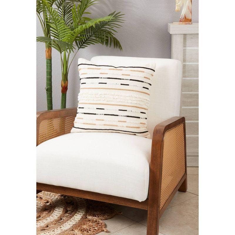 Ivory and Brown Cotton Corded Euro Throw Pillow Cover