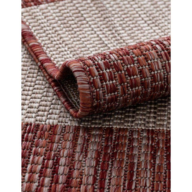 Rustic Stripe Rust Red & Gray 4' x 6' Outdoor Rug