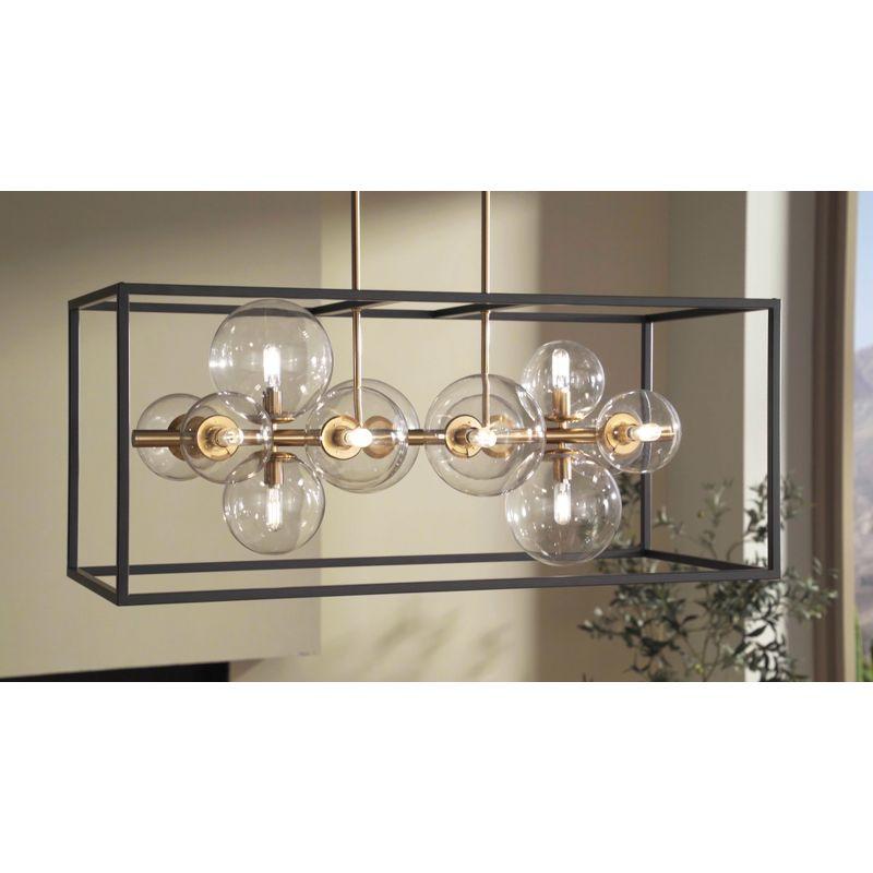 Possini Euro Design Fitzgerald Black Gold Linear Pendant Chandelier 38" Wide Modern Clear Glass 12-Light Fixture for Dining Room