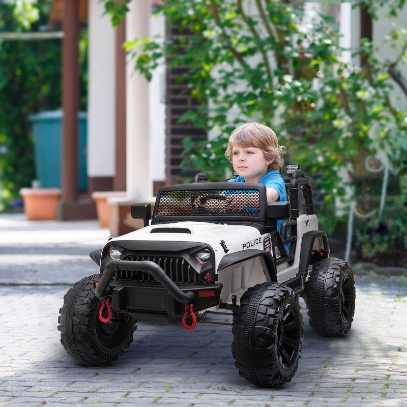 Aosom Kids Ride On Car 12V Battery-Powered Electric Truck with Wide Seat, Parent Remote Control & Bluetooth Music, White