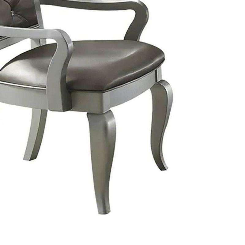 2pc 26"Francesca Chairs Silver/Champagne - Acme Furniture: Upholstered Leather, Nailhead Trim, No Assembly Required