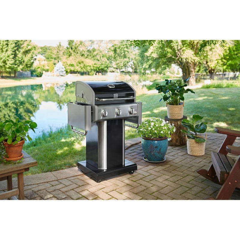 Kenmore 3-Burner Propane Gas Grill with Foldable Side Tables for Outdoor BBQ