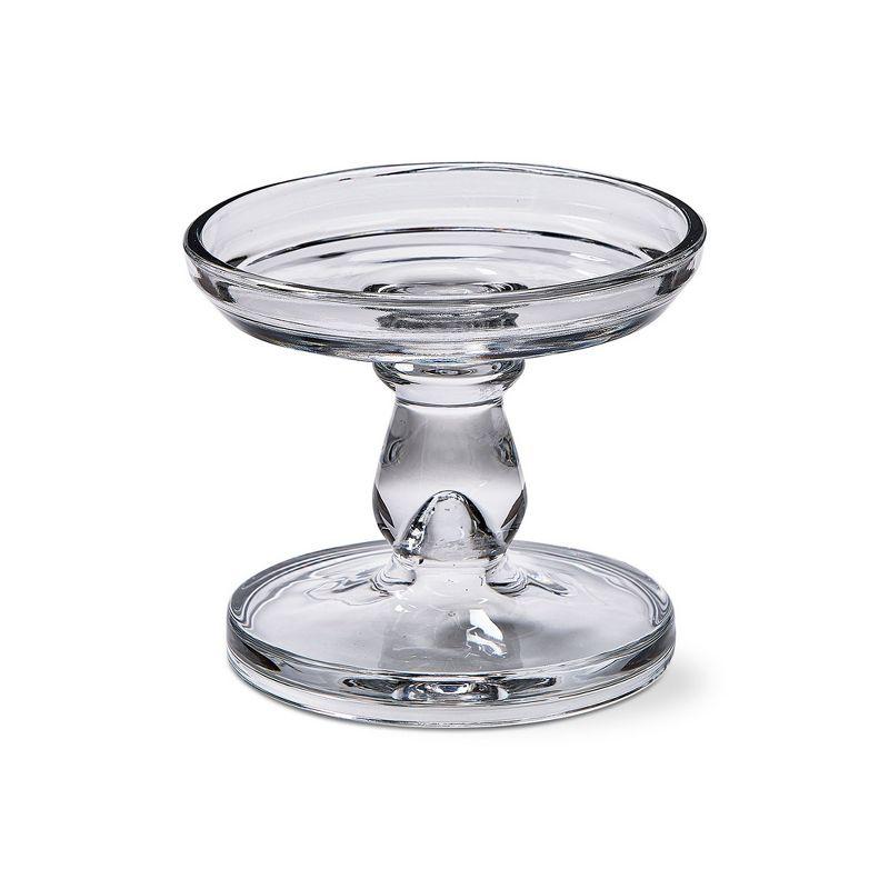 tagltd Lana Clear Glass Reversible Taper and Pillar Candle Holder Small, 5.0L x 5.0W x 5.9H inches