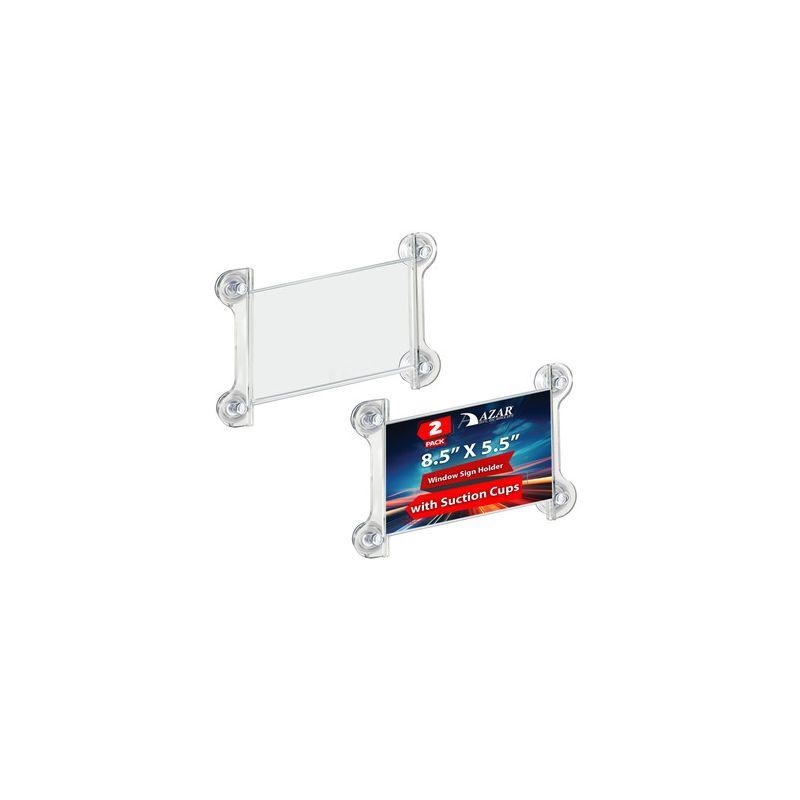 Clear Acrylic Window/Door Sign Holder Frame with Suction Cups 8.5''W x 5.5''H, 2-Pack (Set of 2)