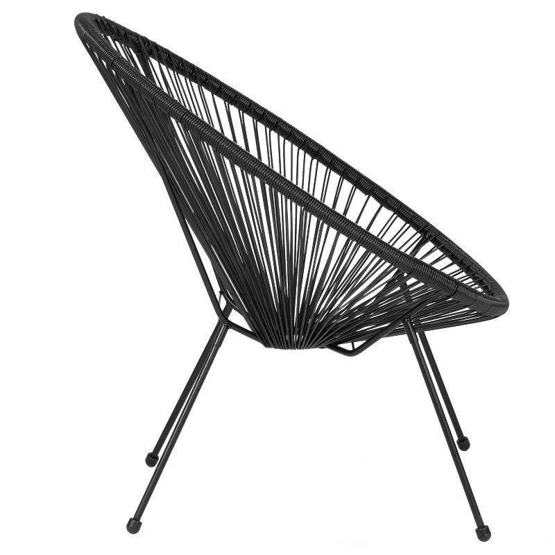 Black Woven Basket Papasan Bungee Lounge Chair