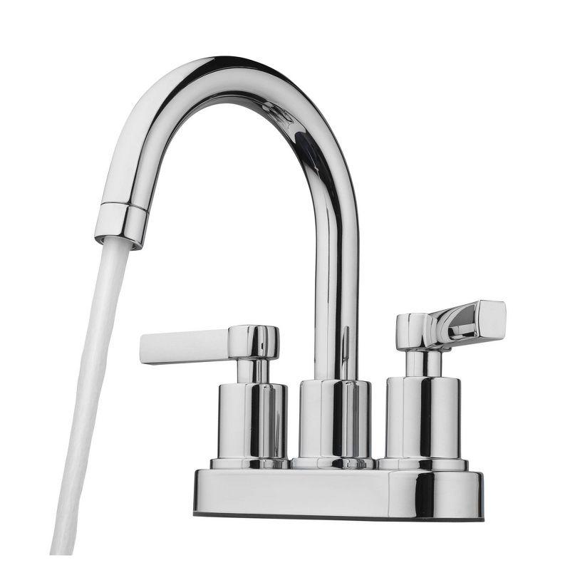 Chrome 4" 2-Handle Low Arc Lavatory Faucet with Pop-Up Drain