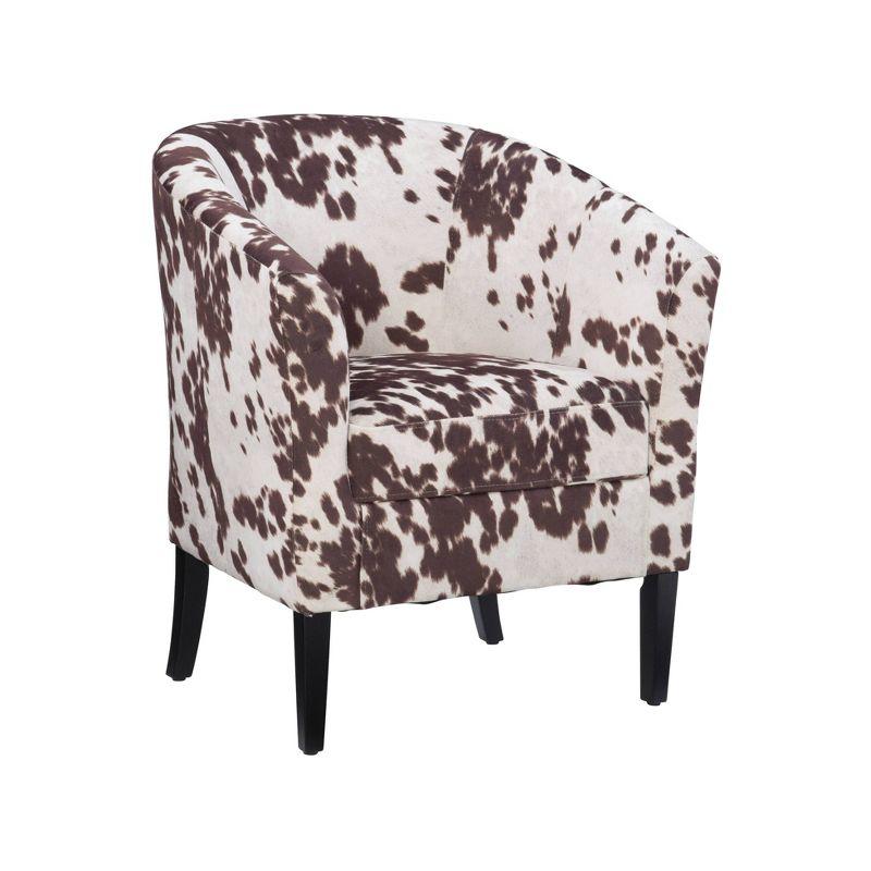 Simon Modern Barrel Club Chair: Udder Madness Pattern, Microfiber - Linon