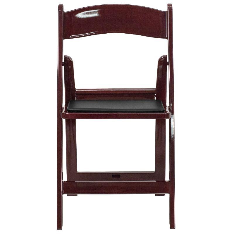 Flash Furniture Hercules Folding Chair - Red Mahogany Resin - 4 Pack 800LB Weight Capacity Comfortable Event Chair - Light Weight Folding Chair