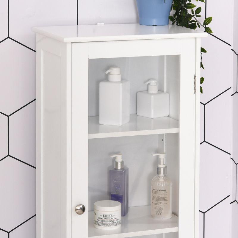 kleankin Tall Bathroom Cabinet, Narrow Bathroom Storage Cabinet with Acrylic Door, Drawer and Shelves