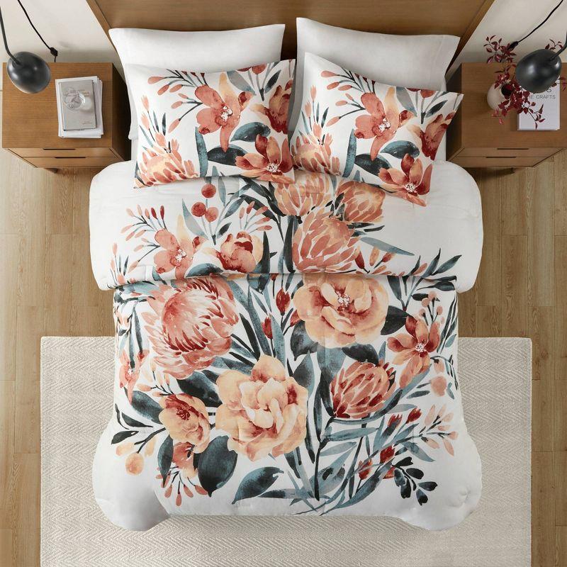 Dahlia 3 Piece Floral Cotton Comforter Set