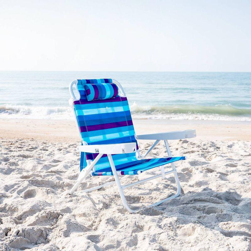 Caribbean Joe Oversized Deluxe Backpack Outdoor Portable Beach Chair - Purple/Blue Stripes