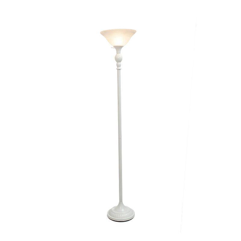 1-Light Torchiere Floor Lamp with Marbleized Glass Shade - Elegant Designs