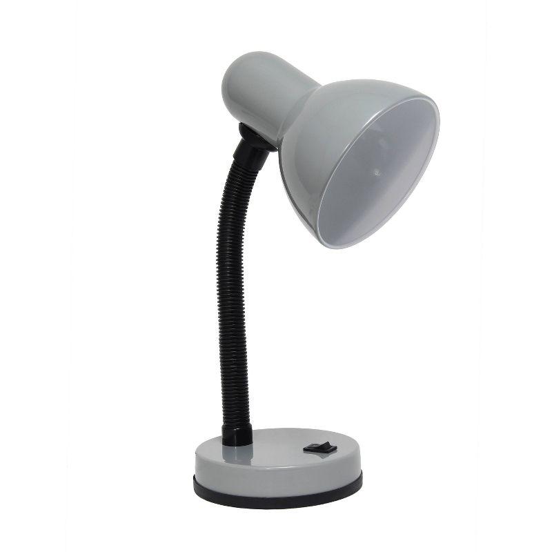 Basic Metal Desk Lamp with Flexible Hose Neck Silver - Simple Designs: ETL Listed, Adjustable, No Assembly Required