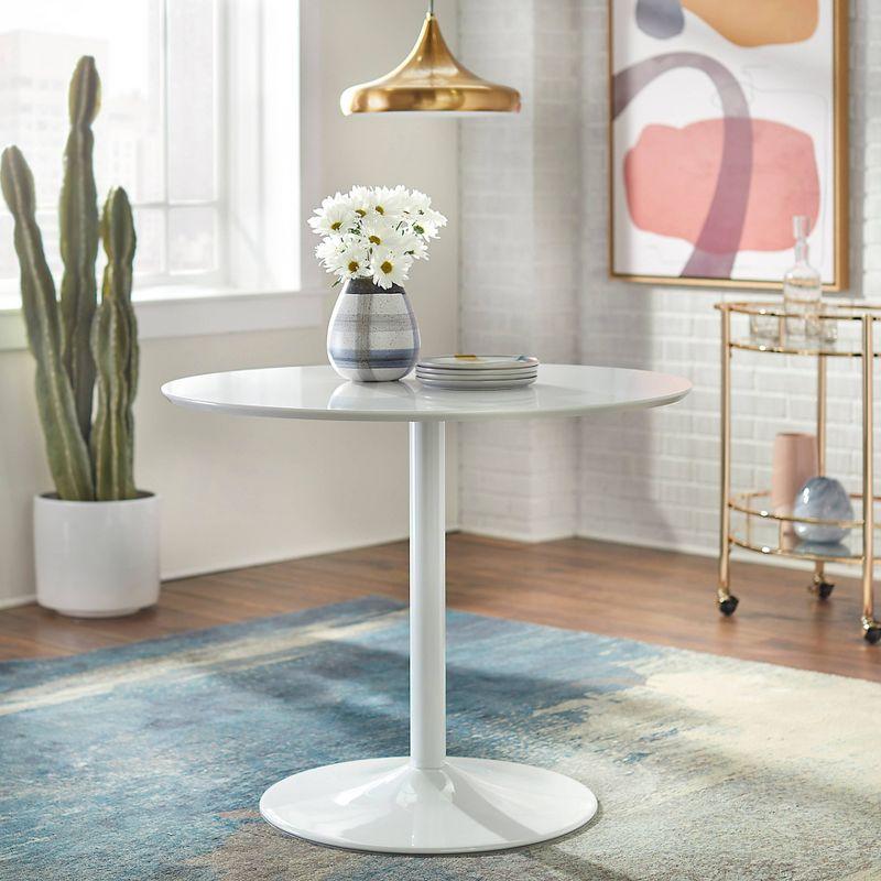 Buylateral Hillboro Seats 4 Modern Round Pedestal Base Dining Table Off White
