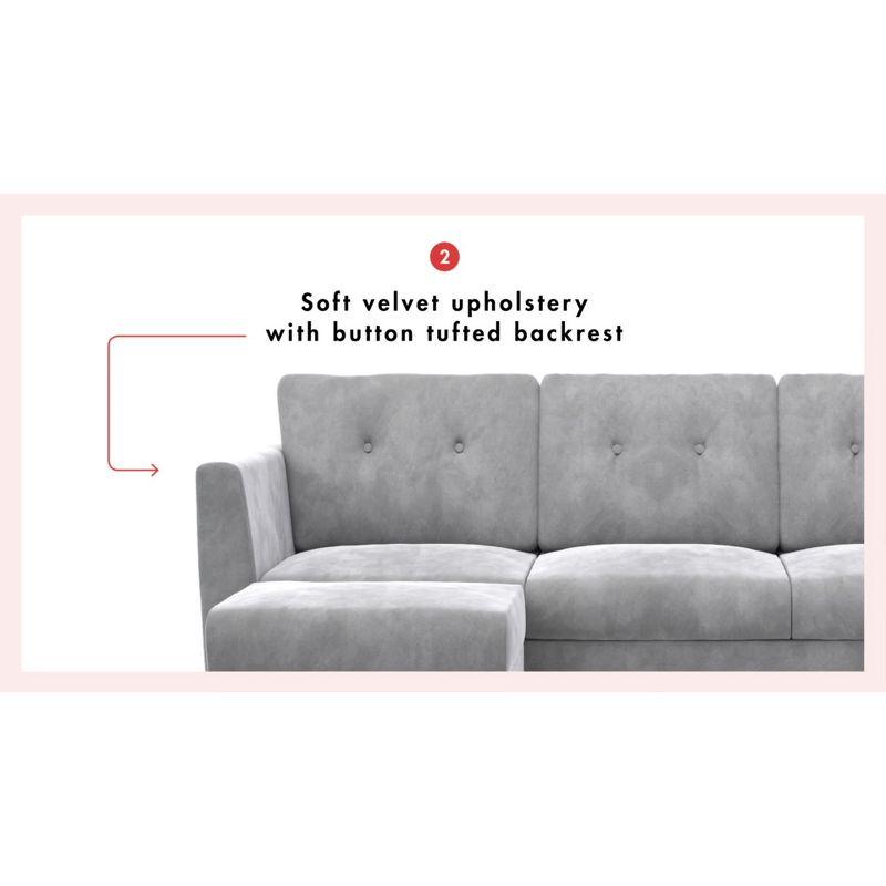 Gloria 75.5'' Wide Velvet Reversible Sofa & Chaise with Ottoman