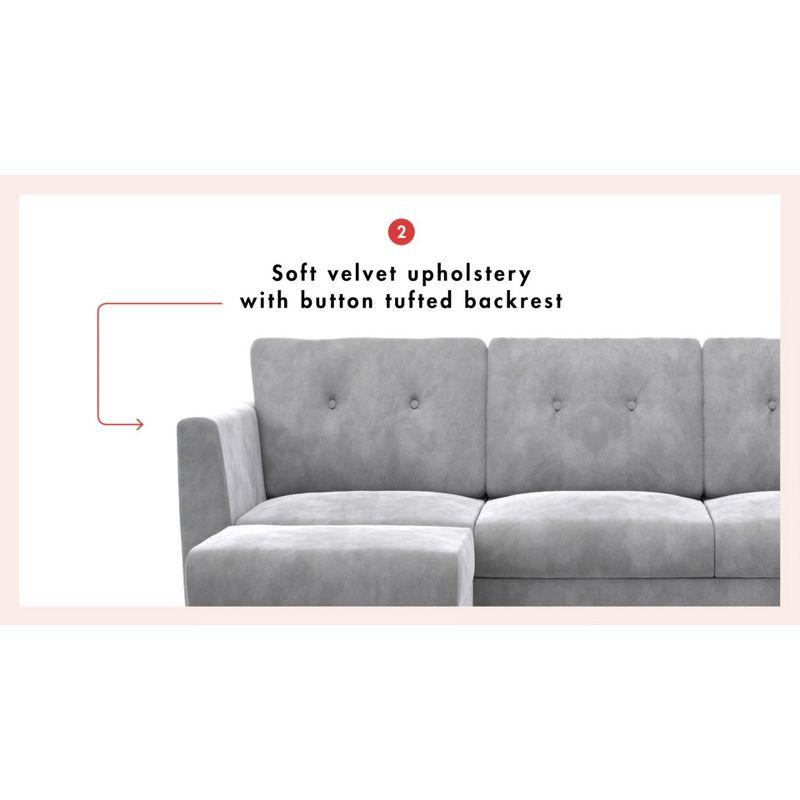 Gloria 75.5'' Wide Velvet Reversible Sofa & Chaise with Ottoman