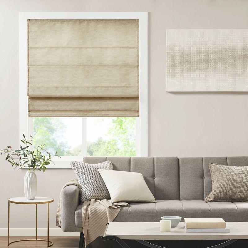 Taupe Faux Silk Room Darkening Cordless Roman Shade