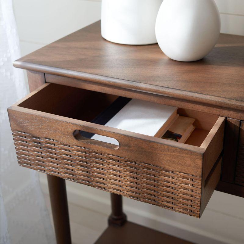 Landers Brown Wood and Metal 3-Drawer Console Table