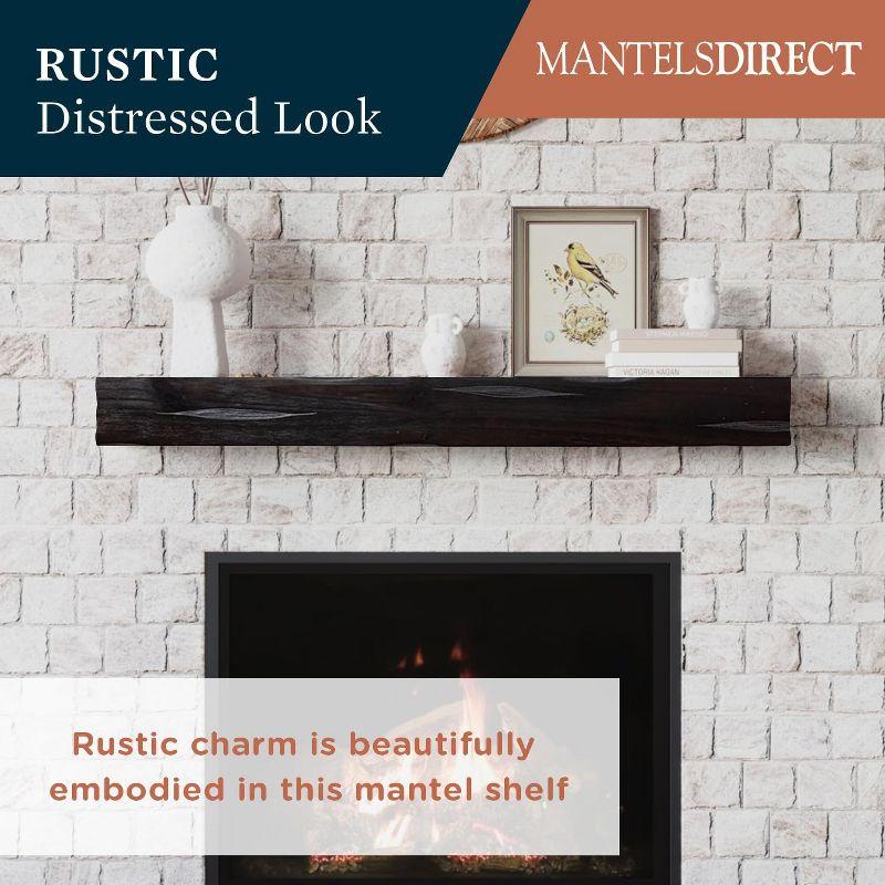 Breckenridge Espresso Rustic 60" Distressed Wood Mantel Shelf