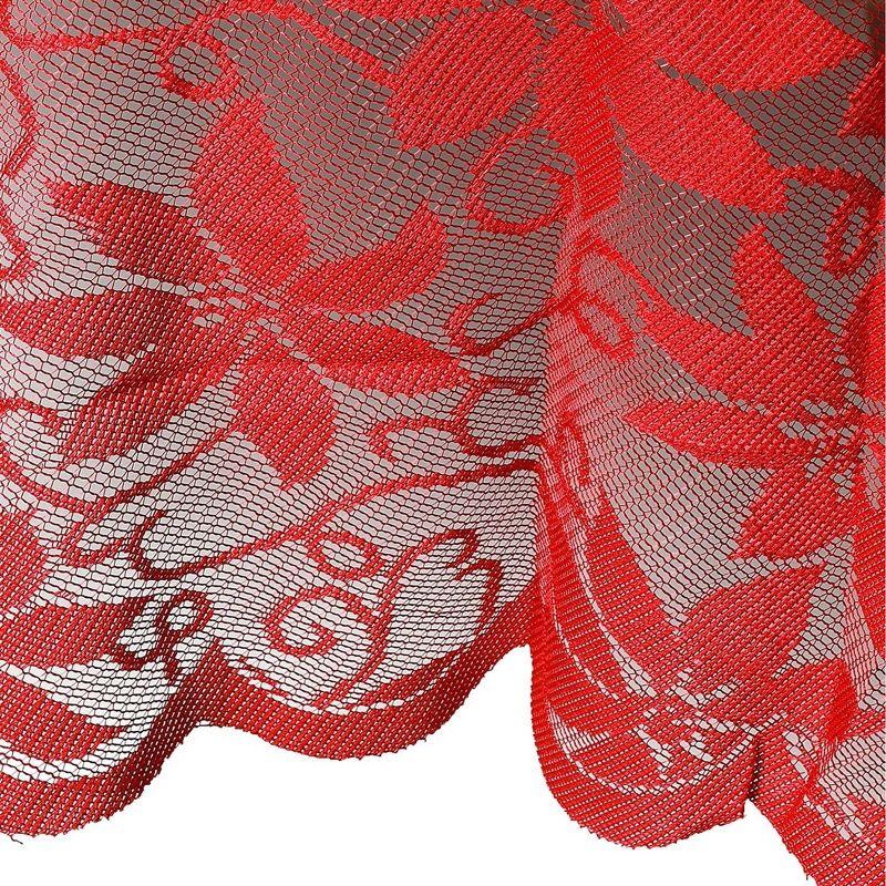 Juvale 72 Inch Round Tablecloth, Red Lace Christmas Tablecloth with Poinsettia Design for Holiday Decorations, Dining Room
