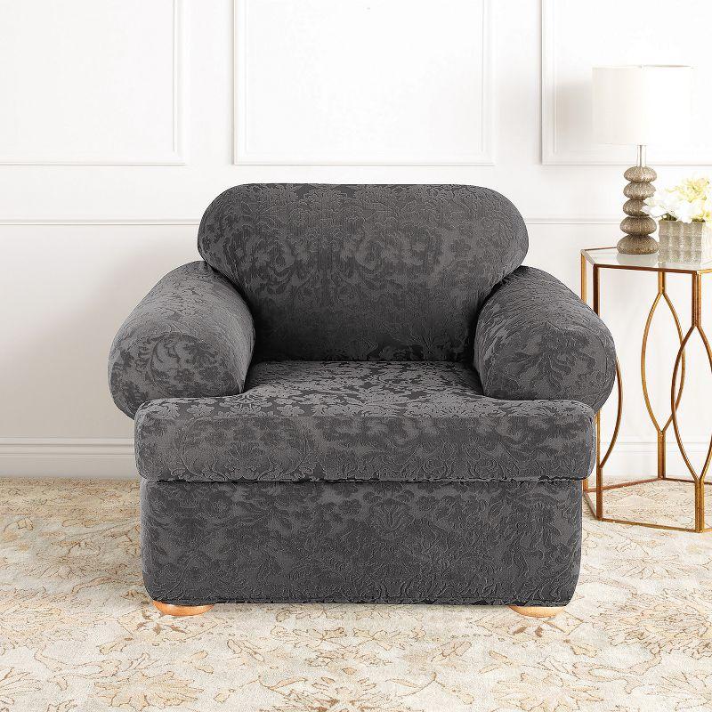Sure Fit Stretch Jacquard Damask T-Cushion Armchair Slipcover