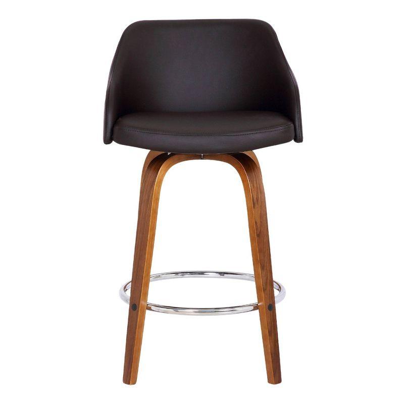 Alec 26" Walnut Brown Swivel Counter Stool with Chrome Footrest