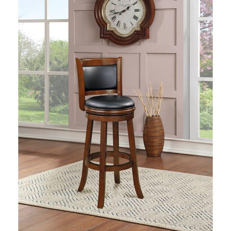 34" Extra Tall Augusta Swivel Barstool Cherry - Boraam: Modern Faux Leather, 360-Degree Swivel
