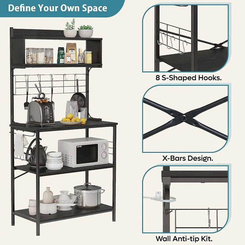 Bestier 5 Tier Microwave Stand, Coffee Bar Table with Storage for Small Space Kitchen 24in brown
