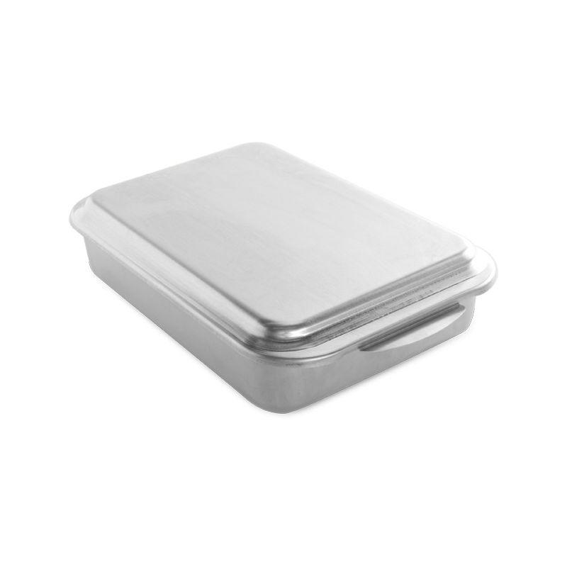 Silver Aluminum Rectangular Non-Stick Covered Cake Pan