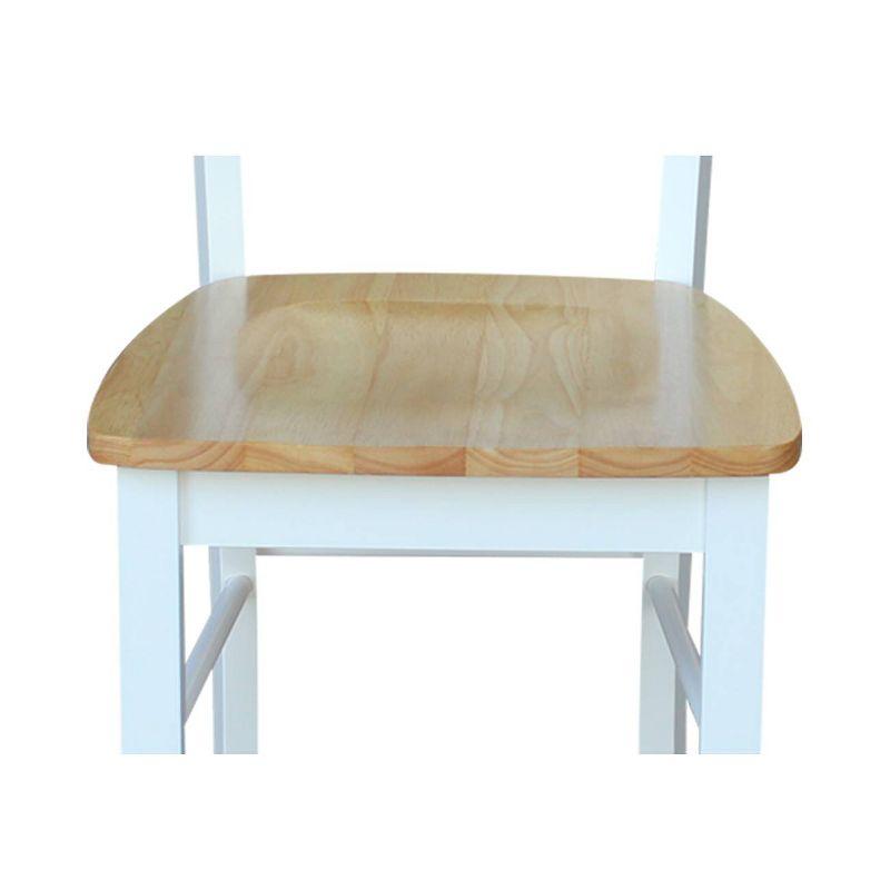 3pc Dining Table with 2 Ladderback Chairs White/Natural – International Concepts: Solid Wood, Square, Non-Extension