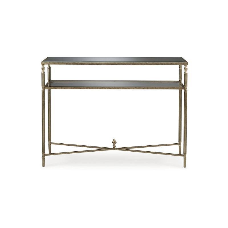 Signature Design by Ashley Cloverty Glass Top Sofa Table, Gold Finish