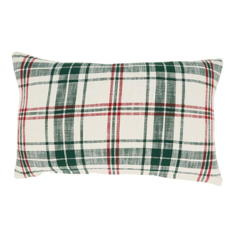 Saro Lifestyle Traditional Plaid Down Filled Throw Pillow