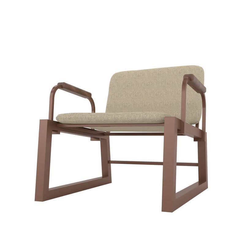 1.0 Whythe Low Accent Chair Natural Linen/Corten - Manhattan Comfort: Faux Leather, Steel Legs, No Assembly Required
