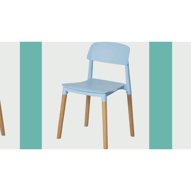 Fabulaxe Plastic Dining Chair Open Back with Beech Wood Legs, Black