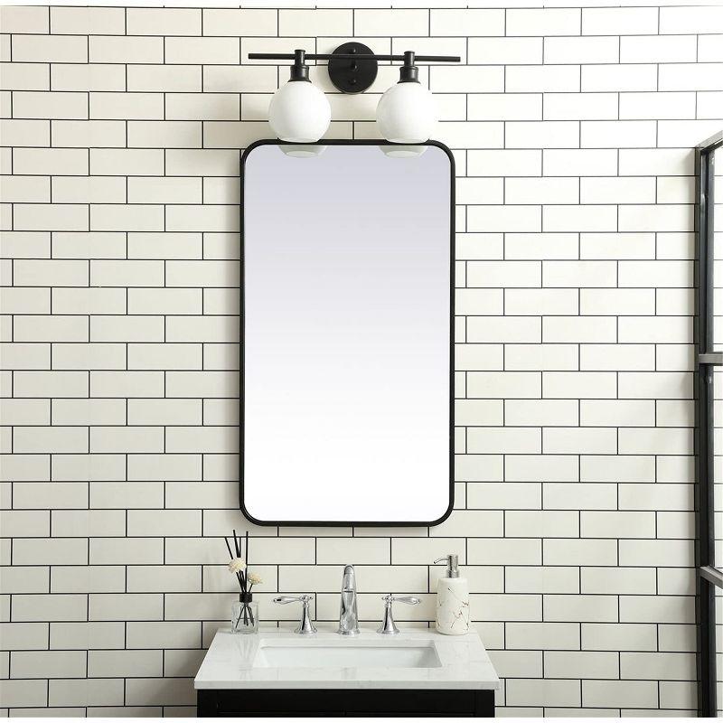 Elegant Lighting Soft corner metal rectangular mirror 20x36 inch in Black