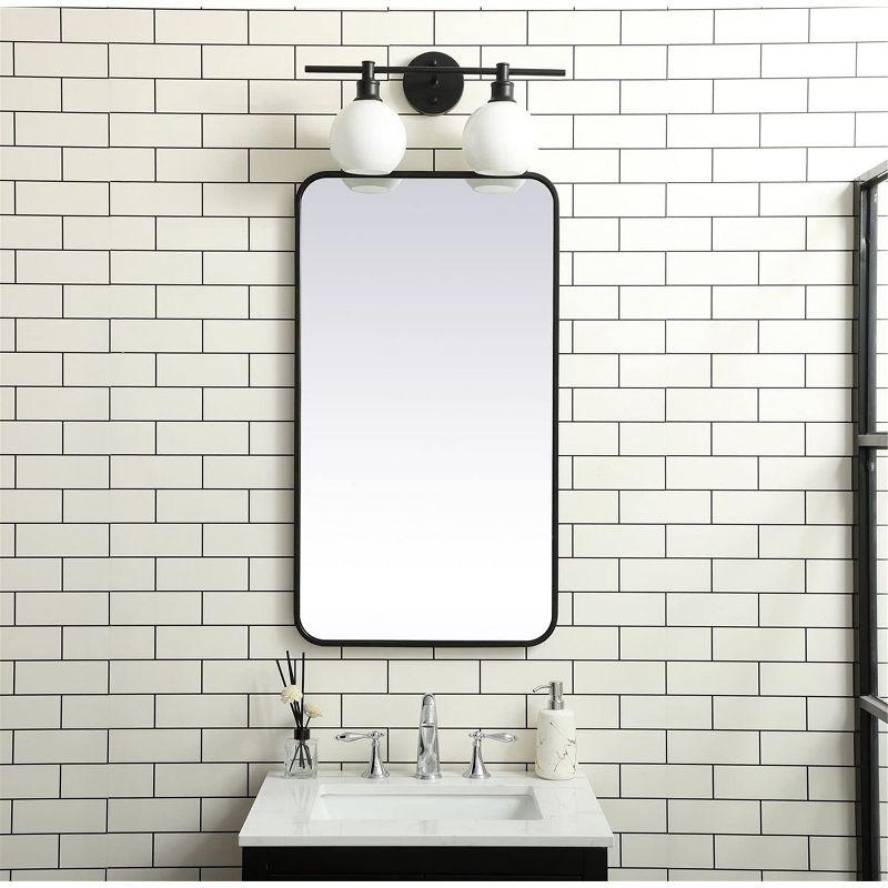 Contemporary Black Frameless Rectangular Wall Mirror 20x36 Inch