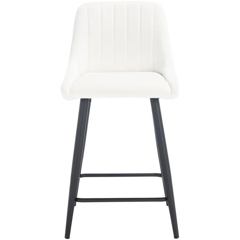 Ivory and Black Velvet Mid-Century Modern Counter Stool