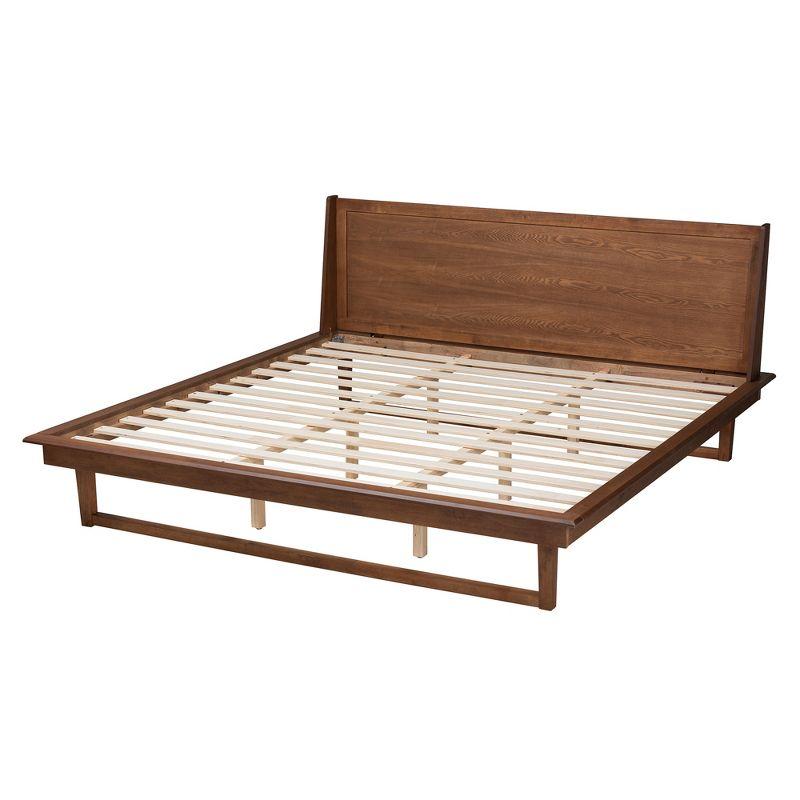 Baxton Studio Macayle Mid-Century Modern Walnut Wood Platform Bed