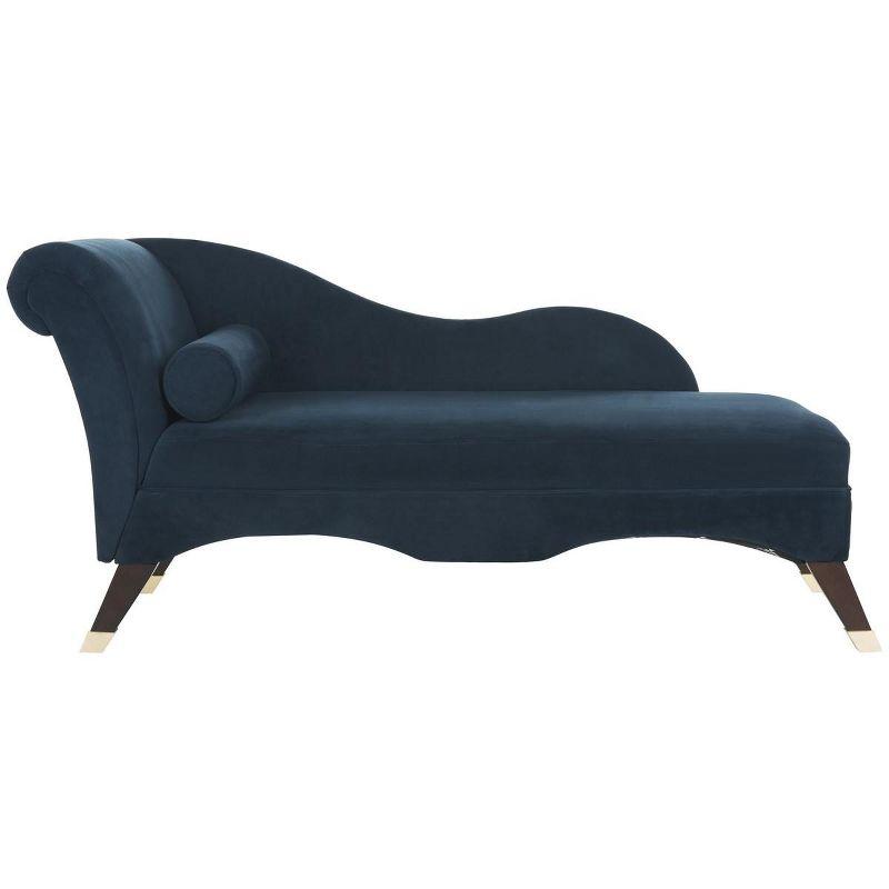 Caiden Vevlet Chaise with Pillow - Navy - Safavieh.