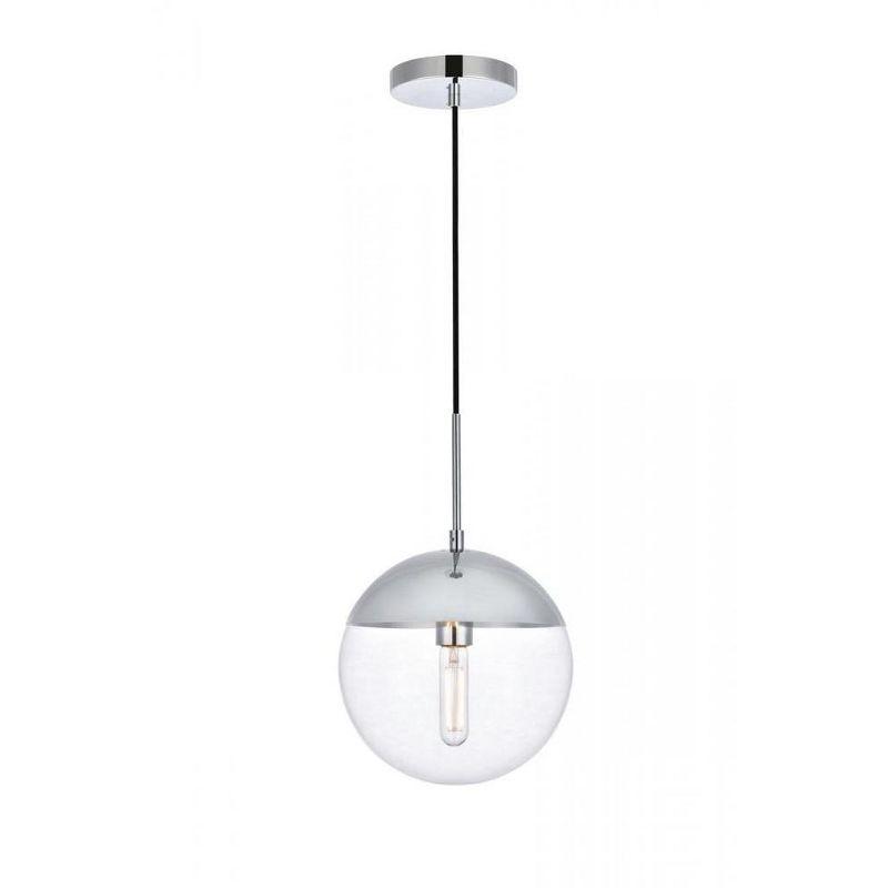 Elegant Lighting Eclipse 1 Light Chrome Pendant With Clear Glass