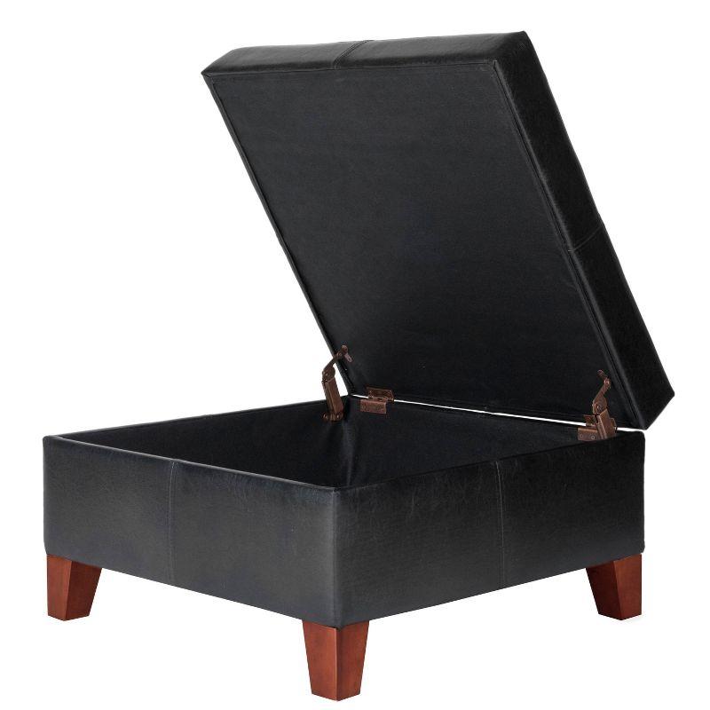 Tufted Black Faux Leather Square Cocktail Ottoman