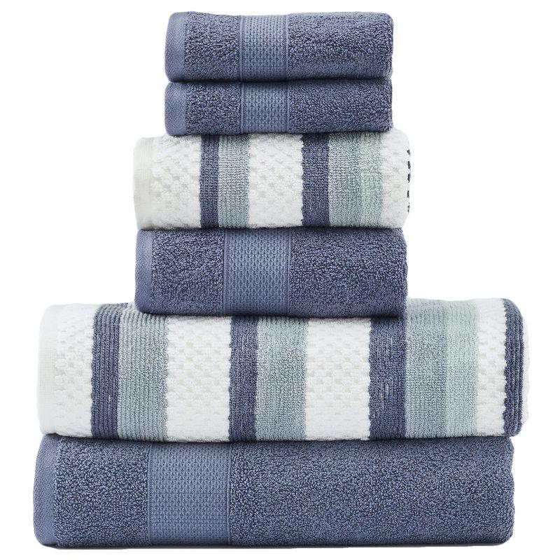 Denim Blue and White Cotton Jacquard Towel Set