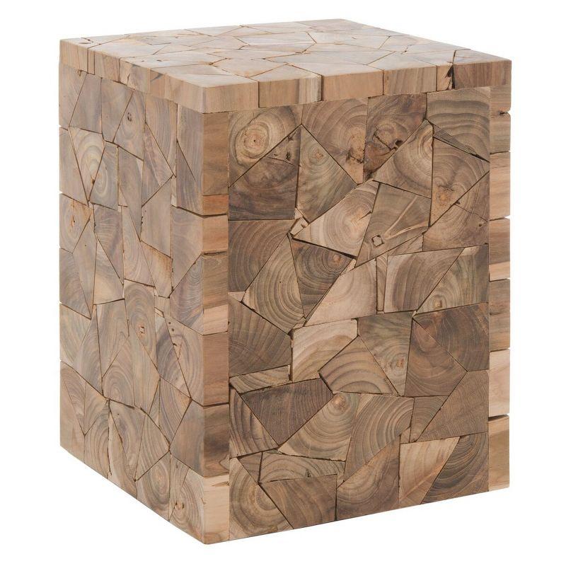 Reclaimed Teak Mosaic 12" Square Stool in Medium Oak Finish