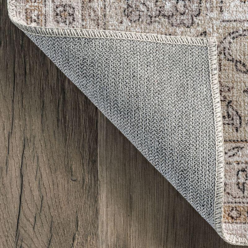 Nuloom Deadra Medallion 6 Round Machine Washable Indoor Area Rug for Living Room Bedroom Dining Room Kitchen, Beige/Ivory